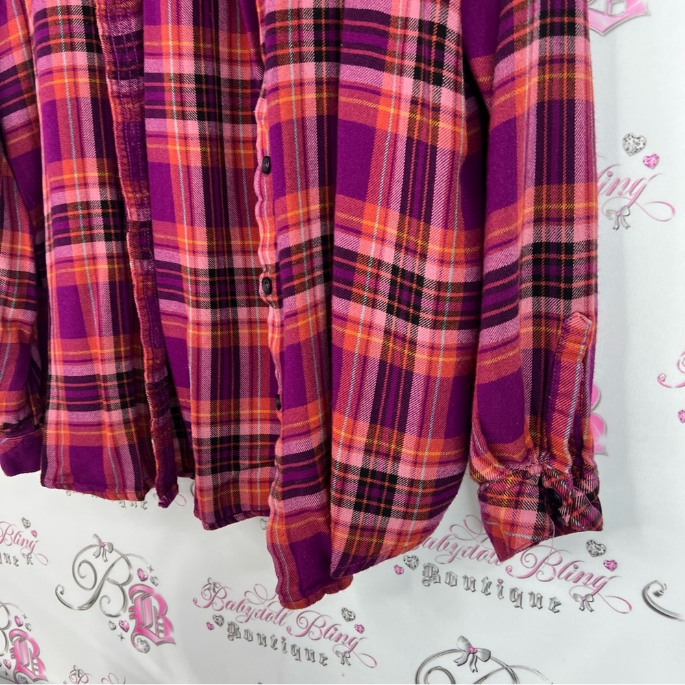 Casa cabana button up plaid picnic red pink Purple Plaid Button-Up Shirt - Picture 3 of 8